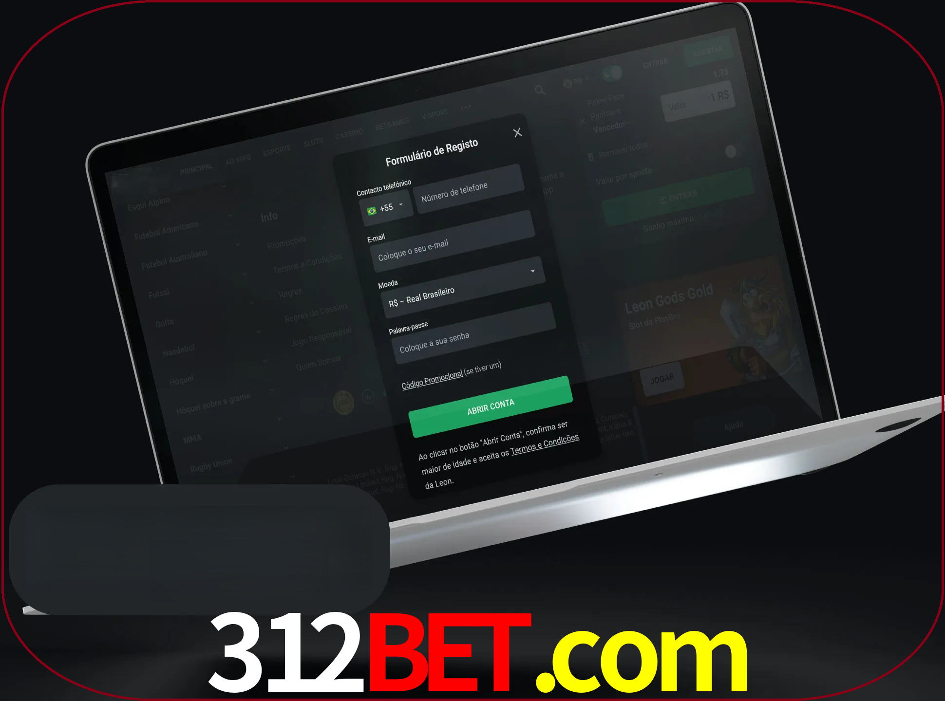 Abra o site da LeonBet e crie sua própria conta.